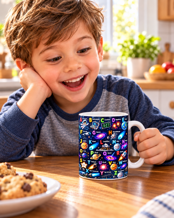 ABC Weltraum Tasse