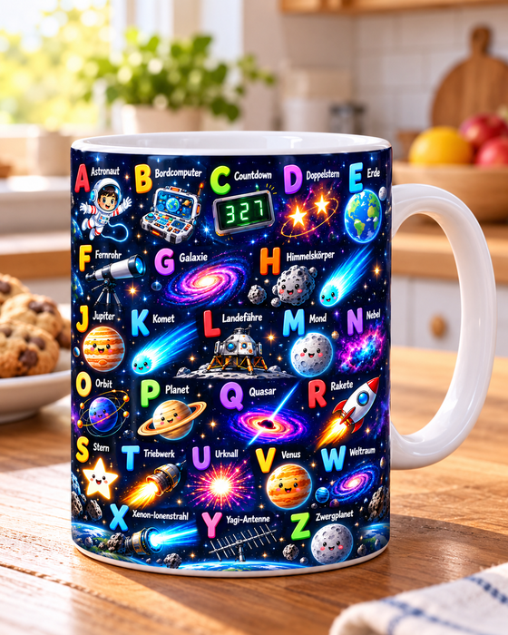ABC Weltraum Tasse