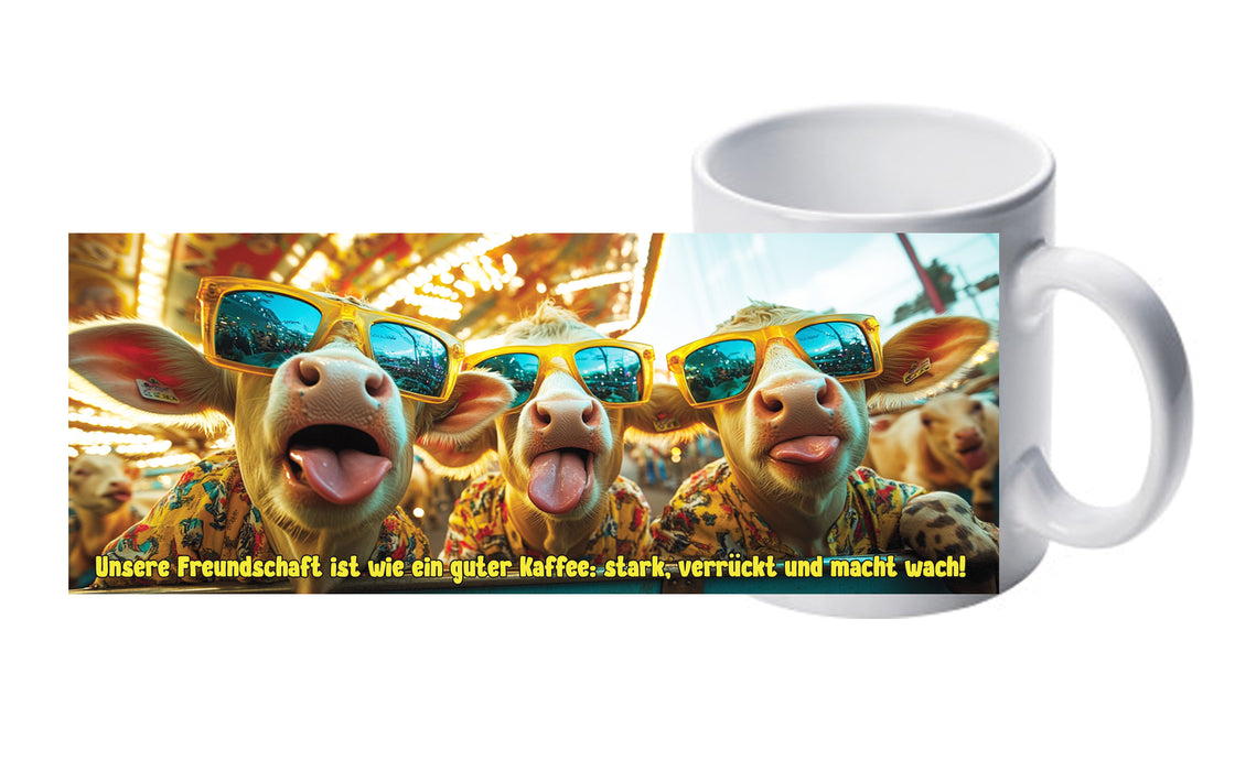 Ein Schluck Freundschaft zum Lachen und Durchstarten